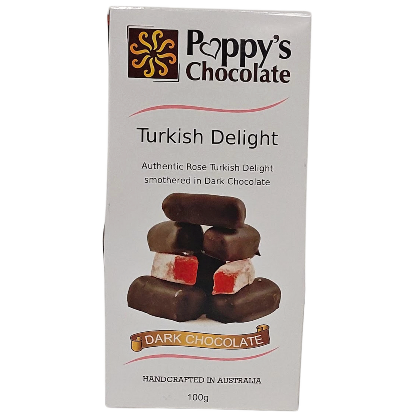 Chocolate Coated Rose Flavoured Turkish Delight Dark Chocolate 100g