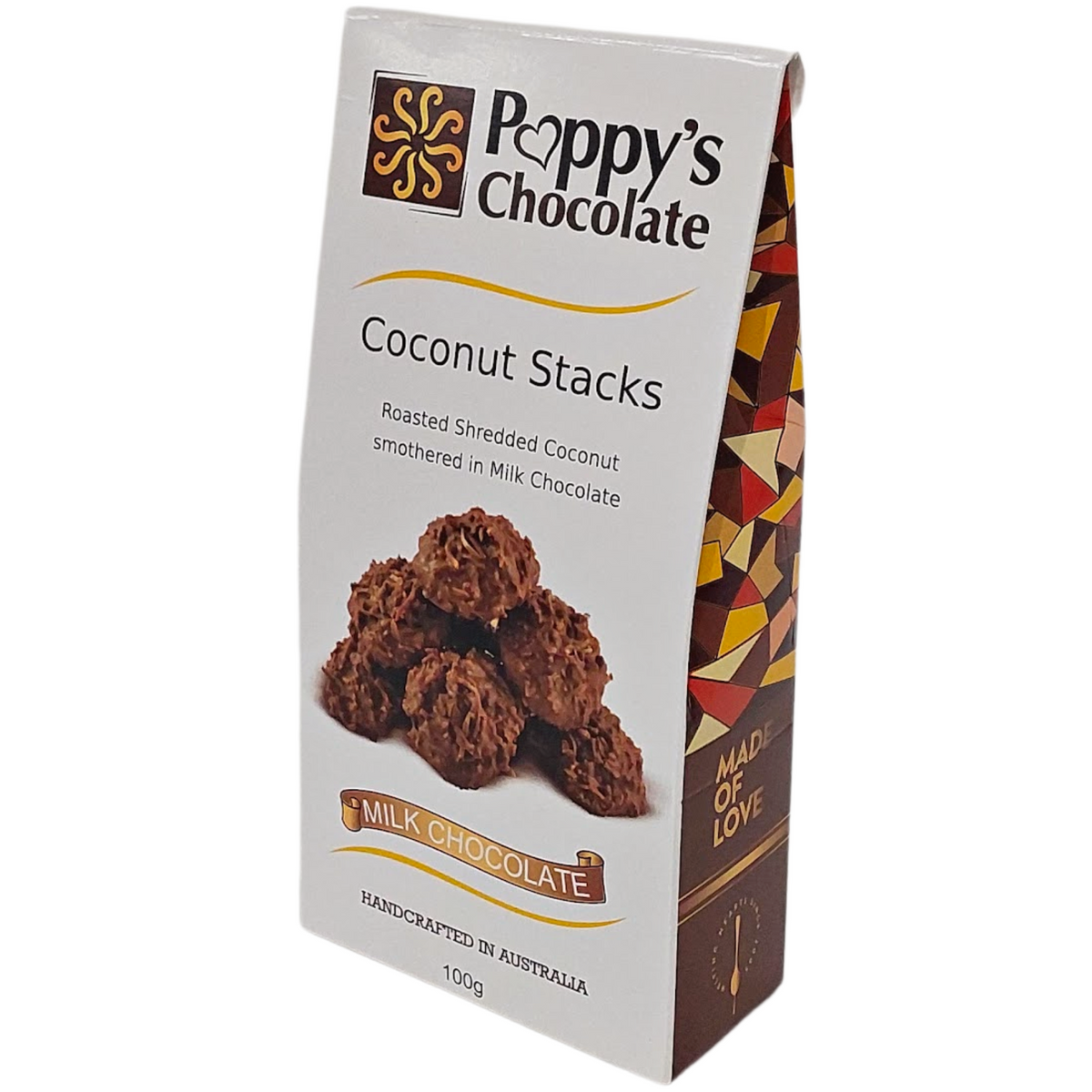 Chocolate Coconut Stacks 100g - Poppy's Chocolate Wholesale