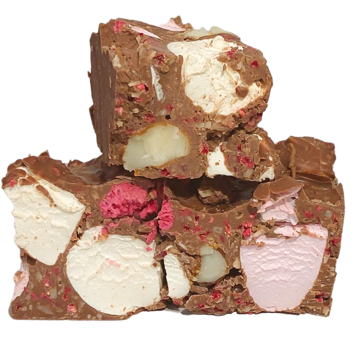 Rocky Raspberry Rocky Road Raspberry and Macadamia Treat – Poppy's Chocolate Wholesale