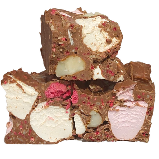 Rocky Road Raspberry and Macadamia 125g