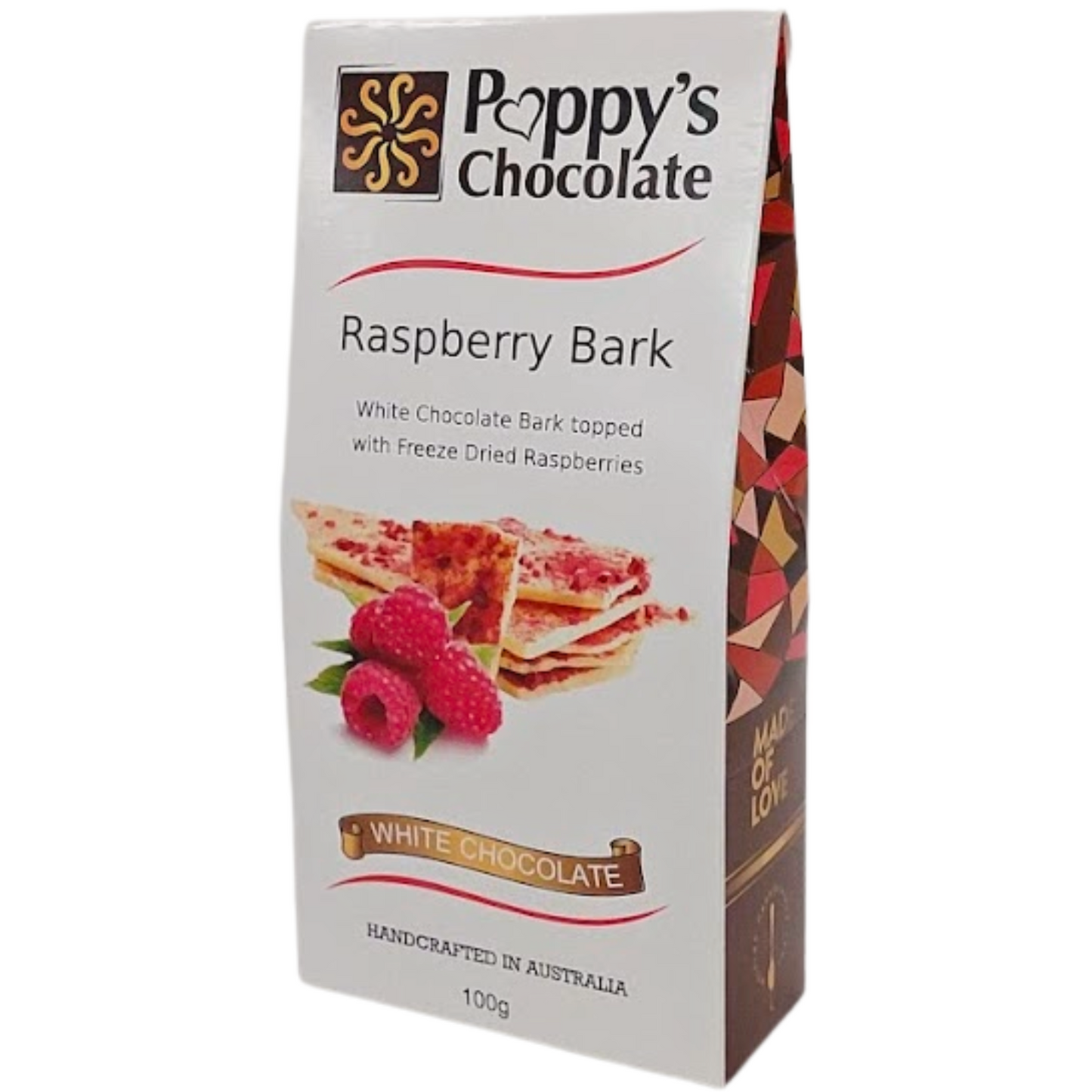 Raspberry and White Chocolate Bark 100g