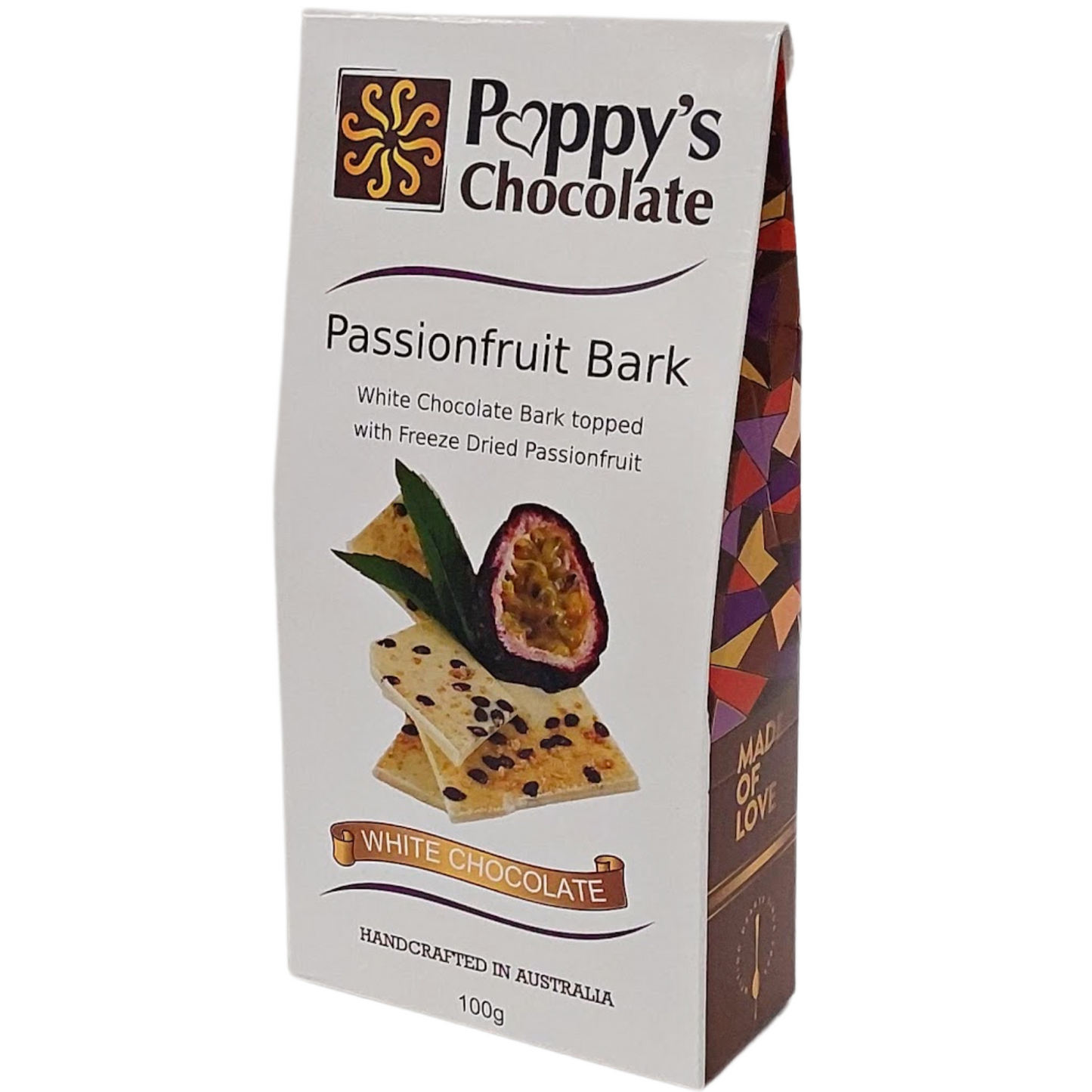 Passionfruit and White Chocolate Bark 100g