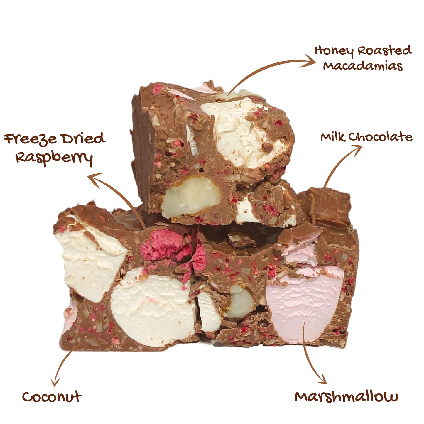 Raspberry Macadamia Rocky Road ingredients