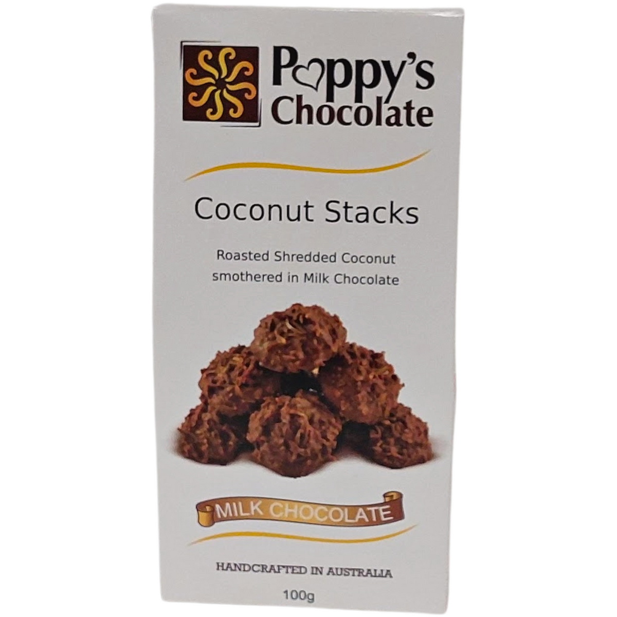 Chocolate Coconut Stacks 100g - Poppy's Chocolate Wholesale