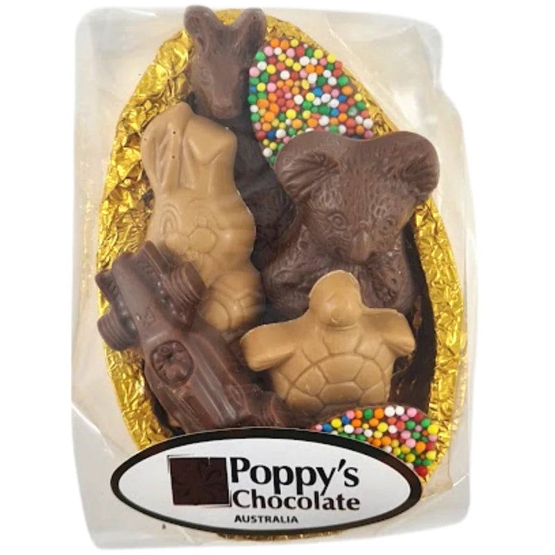 Milk Chocolate Half Easter egg with animals and car