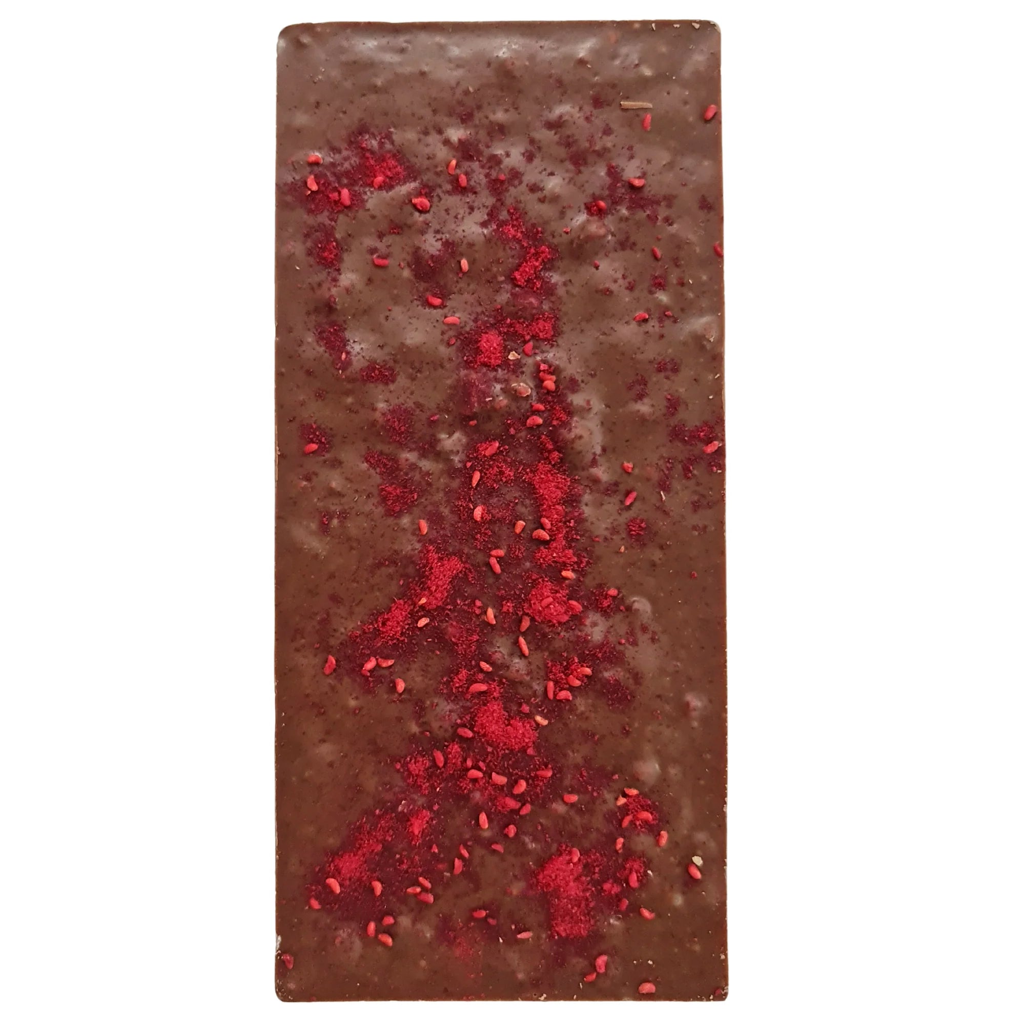 Raspberry and milk chocolate block 100g – Poppy's Chocolate Wholesale