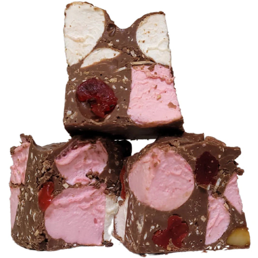 Rocky Road Macadamia and Cherry milk chocolate 125g