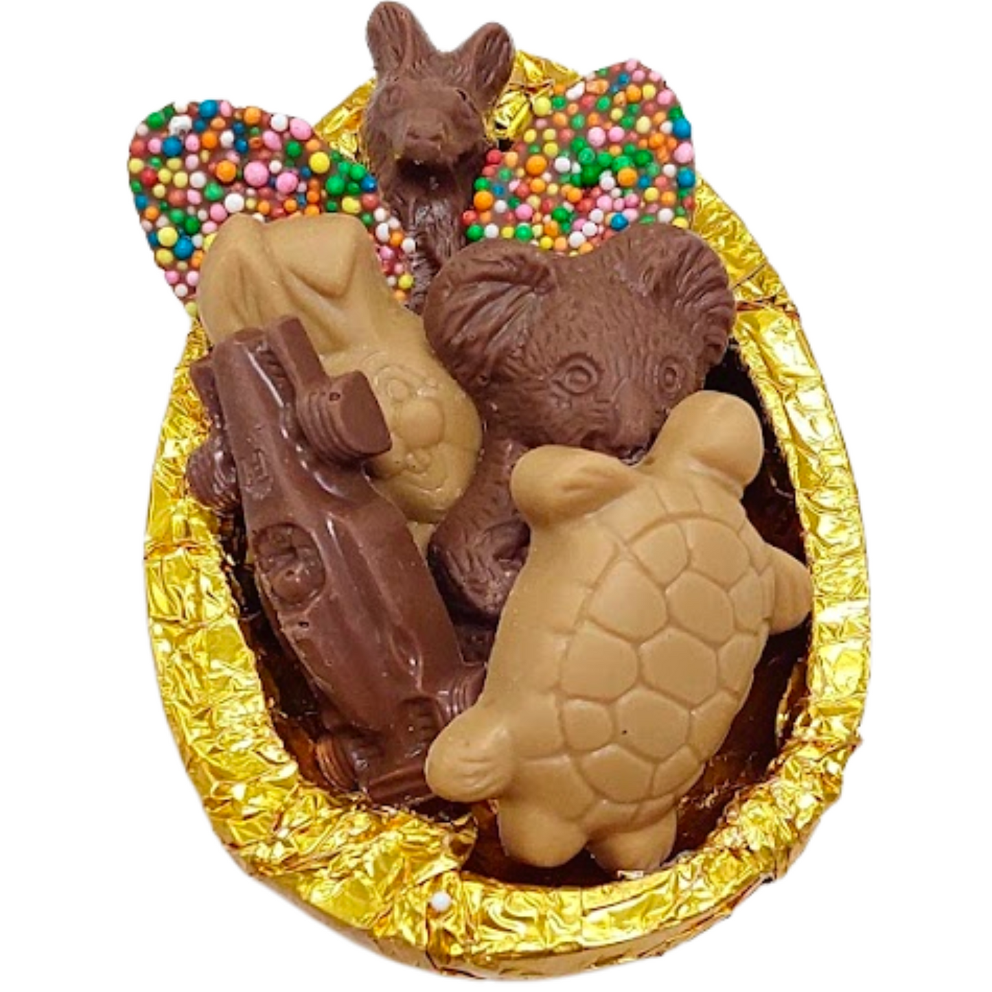 Milk Chocolate Half Easter egg with animals and car