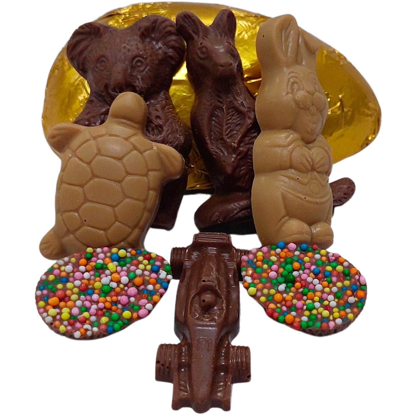 Milk Chocolate Half Easter egg with animals and car