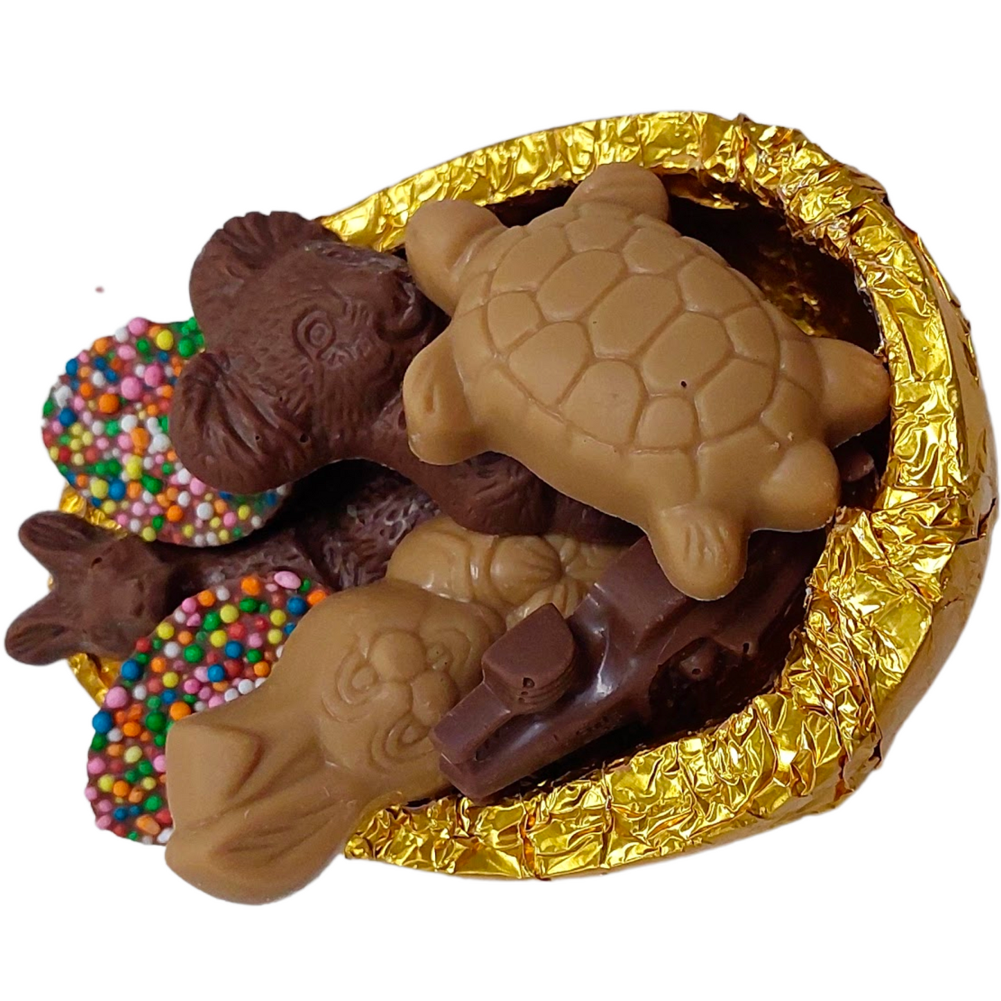 Milk Chocolate Half Easter egg with animals and car