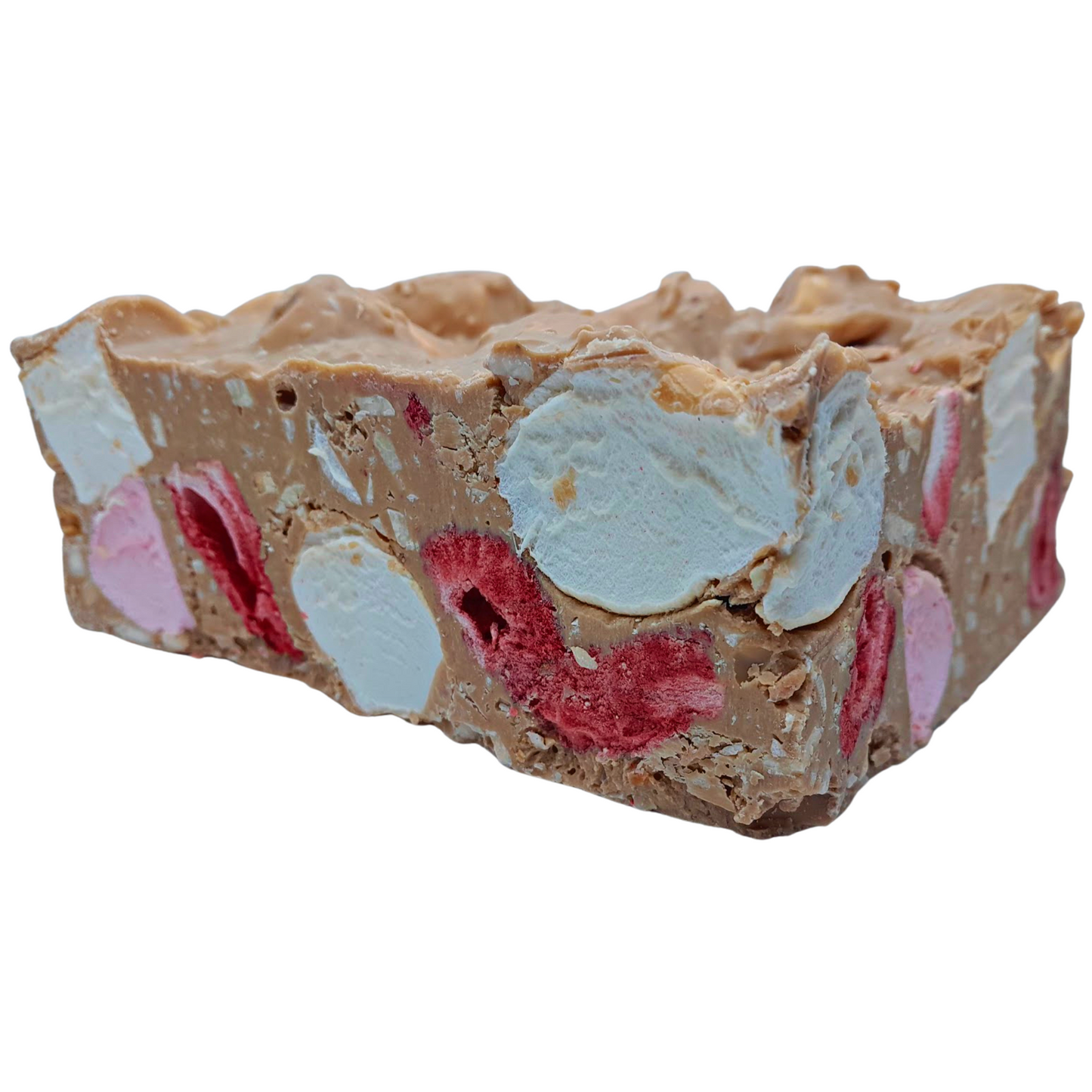 Rocky Road Strawberries and Almond Caramel Chocolate Block 500g