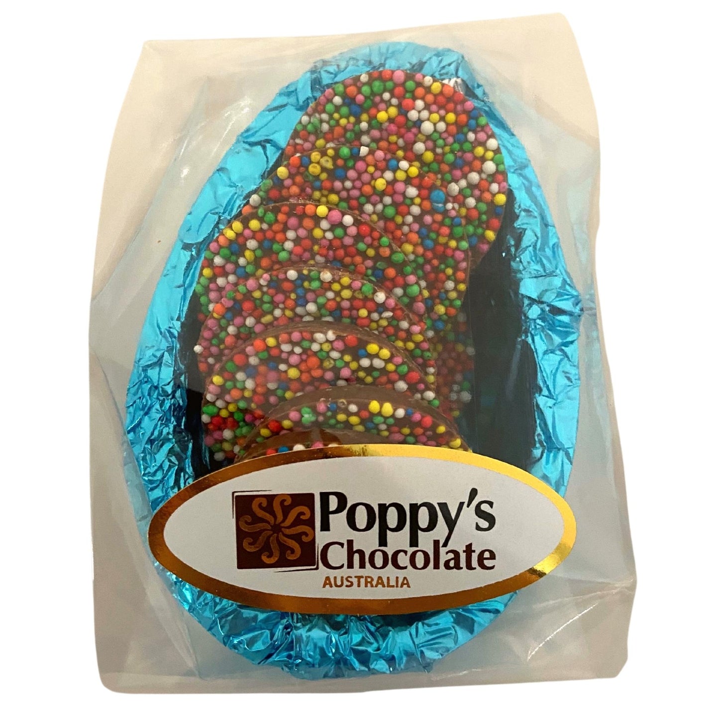 Milk Chocolate Half Easter Egg Filled with Sprinkles - BLUE Foil