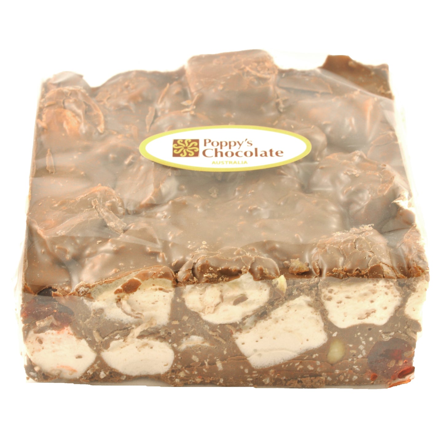 Rocky Road Macadamia and Cherry Milk chocolate Block 500g